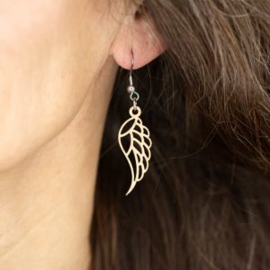 Boucles d'oreilles en bois de chêne, Ailes d'Ange