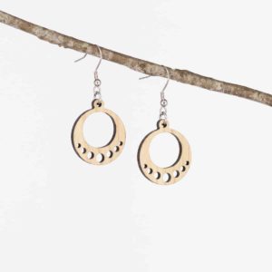 boucles d'oreilles en bois de chêne Circels