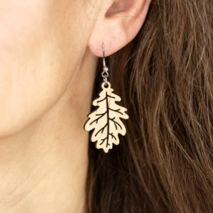Boucles d'oreilles en bois de chêne, Feuille de Chêne
