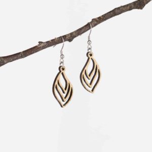 Boucles d'oreilles en bois de chêne, Feuille Triple