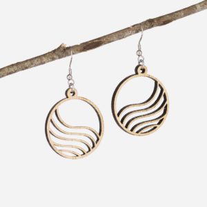 Boucles d'oreilles en bois de chêne, Grande Vague