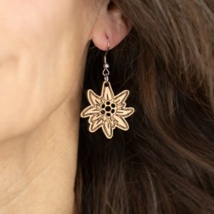 Boucles d'oreilles en bois de chêne, Little Edelweiss