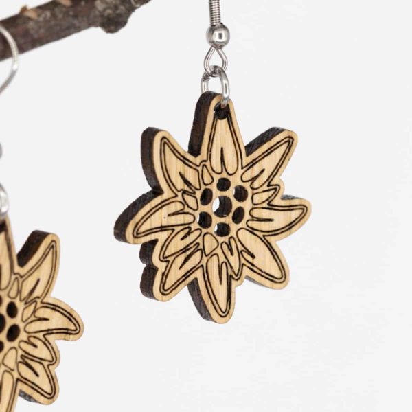 Boucles d'oreilles en bois de chêne, Little Edelweiss – Image 4