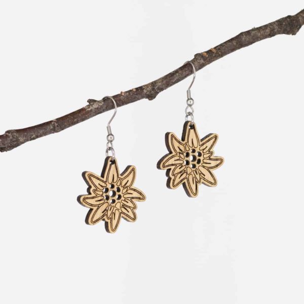 Boucles d'oreilles en bois de chêne, Little Edelweiss – Image 2