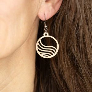 Boucles d'oreilles en bois de chêne, Mini Vague