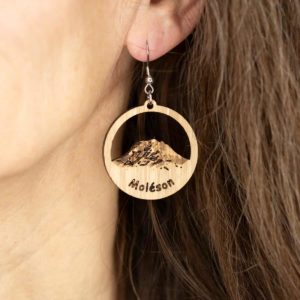 Boucles d'oreilles en bois de chêne, Moléson Gravé