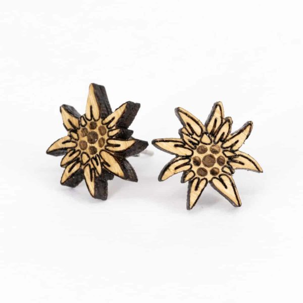 Clous d'oreilles eb bois de chêne, Grande Edelweiss – Image 4
