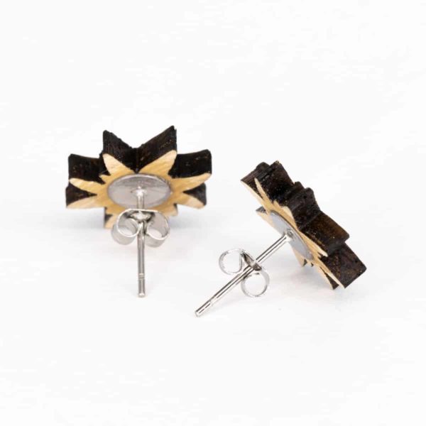 Clous d'oreilles eb bois de chêne, Grande Edelweiss – Image 5