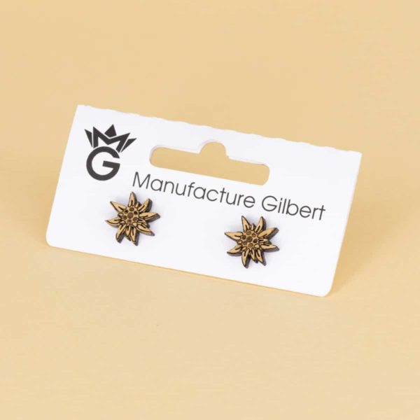 Clous d'oreilles eb bois de chêne, Grande Edelweiss – Image 2