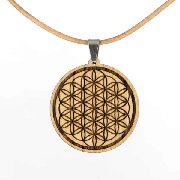 Pendentif en bois de chêne, Fleur de Vie – Image 3