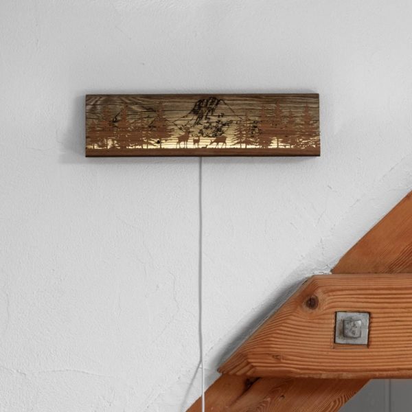 Tableau lumineux Cerf et Forêt 3_ 90x360mm