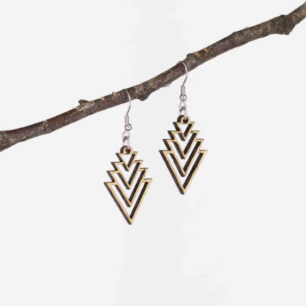 Boucles d'oreilles en bois de chêne, Triangles – Image 4
