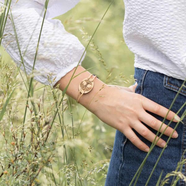Bracelet en bois de chêne, Arbre de Vie