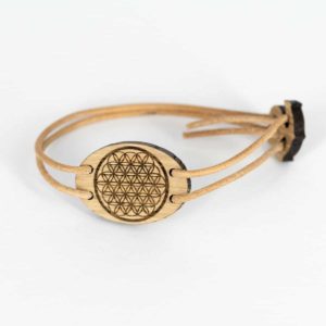 Bracelet en bois de chêne, Fleur de Vie