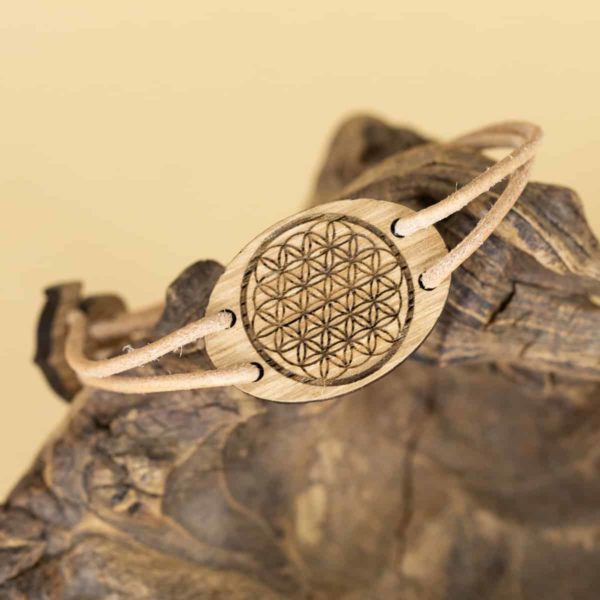 Bracelet en bois de chêne, Fleur de Vie – Image 3