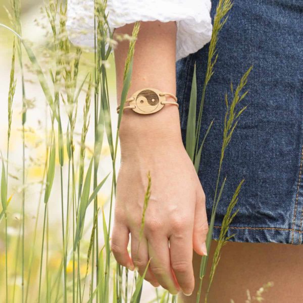 Bracelet en bois de chêne, Yin et Yang – Image 6