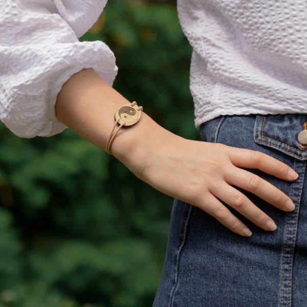 Bracelet en bois de chêne, Yin et Yang – Image 7