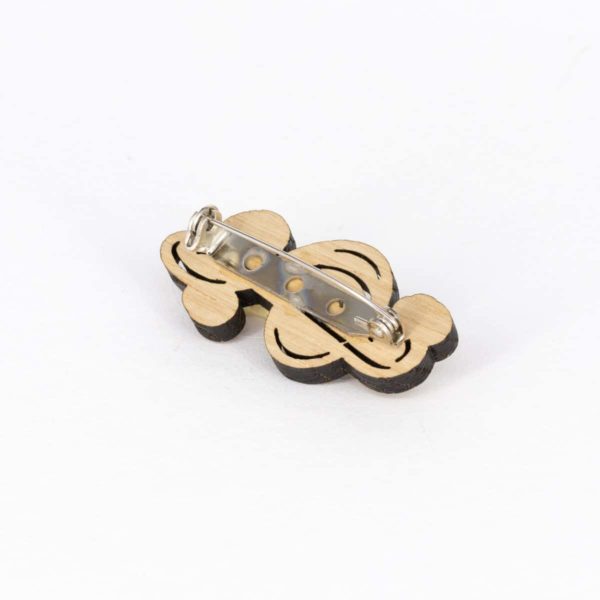 Broche en bois de chêne, Clef de Sol à fioritures – Image 3