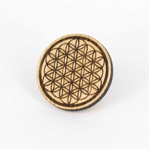 Broche en bois de chêne, Fleur de Vie