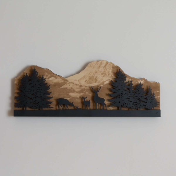 Tableau LED sans fil, 220x560 mm, gravure Moléson sur bois