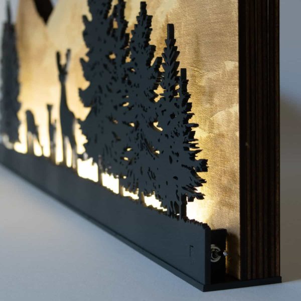Tableau LED sans fil, 220x560 mm, gravure Moléson sur bois – Image 7