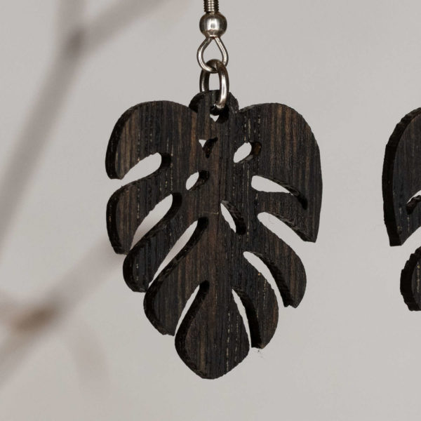 Boucles d'oreilles ébonisées Monstera – Image 2