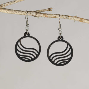 Boucles d'oreilles en bois de chêne ébonisées, Mini Vague