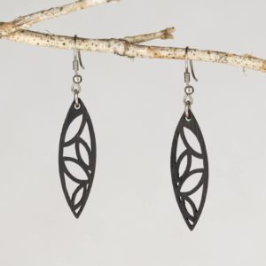 Boucles d'oreilles en bois de chêne ébonisées, Surf