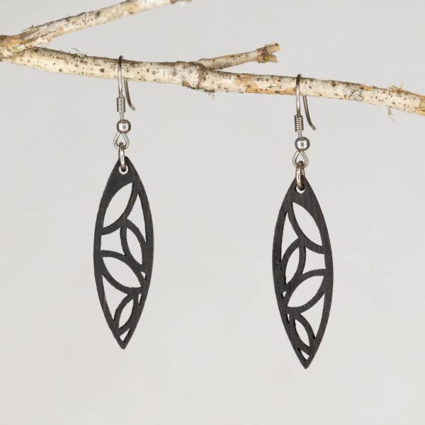 Boucles d'oreilles en bois de chêne ébonisées, Surf